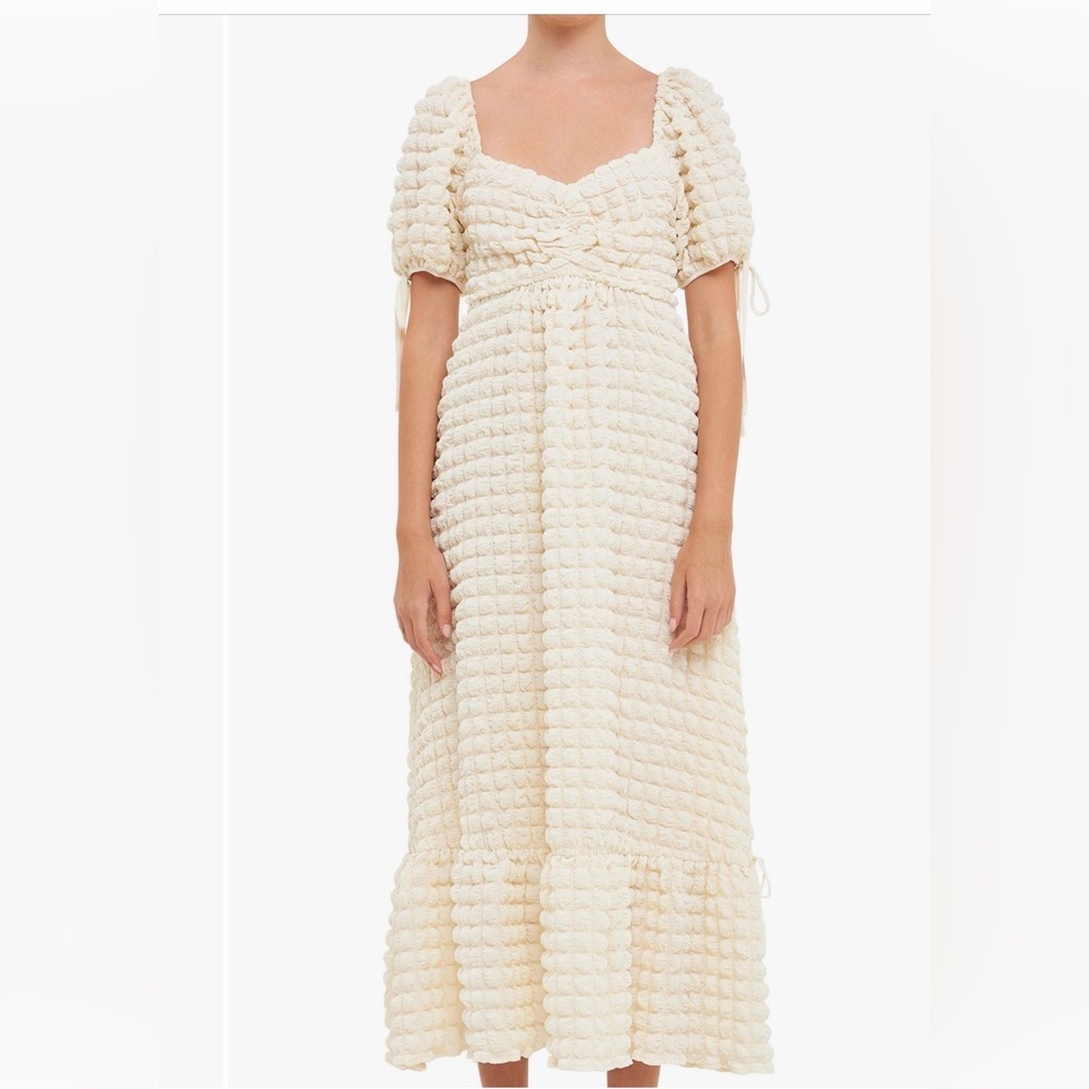 Endless rose texture puff sleeve maxi dress